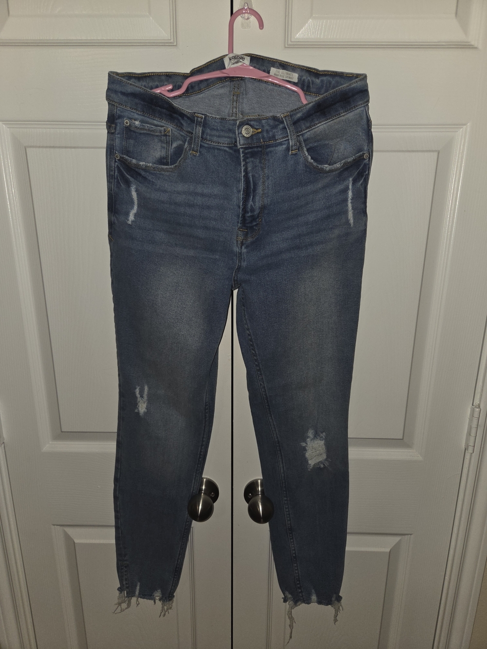 Kensie Girl Dark Blue Distressed High-Rise Jeans